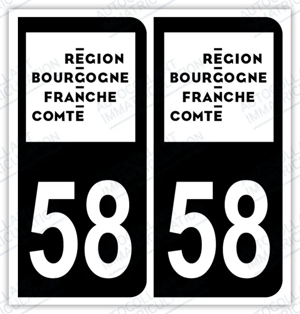 Auto - Autocollant immatriculation 58 – Blason Bourgogne Franche-Comté