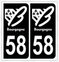 Auto - Autocollant immatriculation 58 – Bourgogne