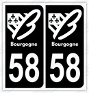 Auto - Autocollant immatriculation 58 – Bourgogne