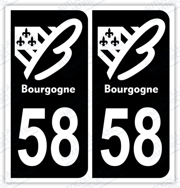 Auto - Autocollant immatriculation 58 – Bourgogne