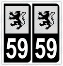 Auto - Autocollant immatriculation 59 – Blason Flandres