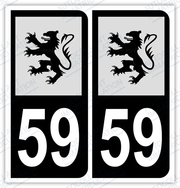 Auto - Autocollant immatriculation 59 – Blason Flandres