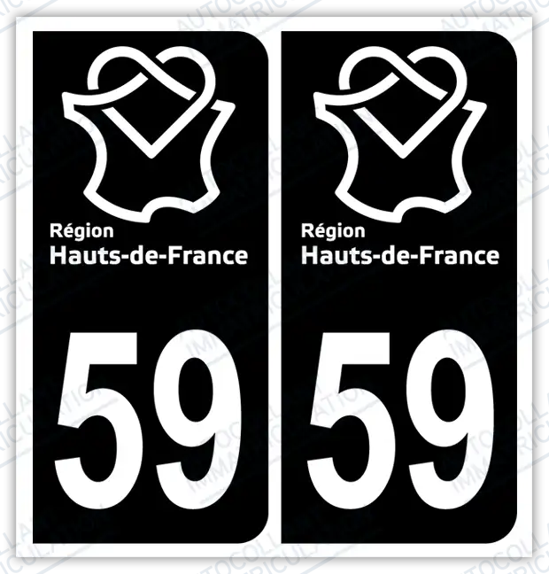 Auto - Sticker immatriculation 59 – Hauts de France