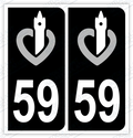 Auto - Autocollant immatriculation 59 – Hauts-de-France
