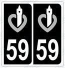 Auto - Autocollant immatriculation 59 – Hauts-de-France