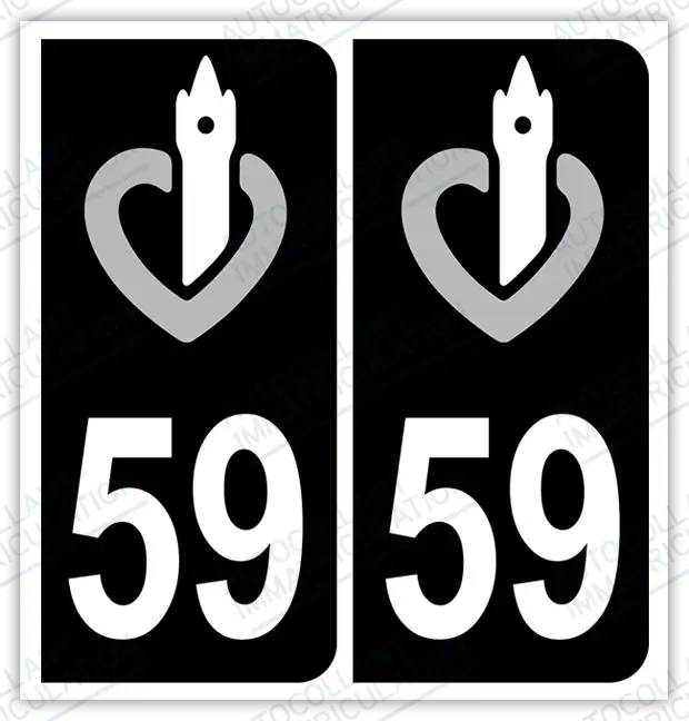 Auto - Autocollant immatriculation 59 – Hauts-de-France