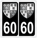 Auto - Autocollant immatriculation 60 – Blason Picardie