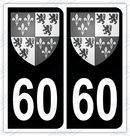 Auto - Autocollant immatriculation 60 – Blason Picardie