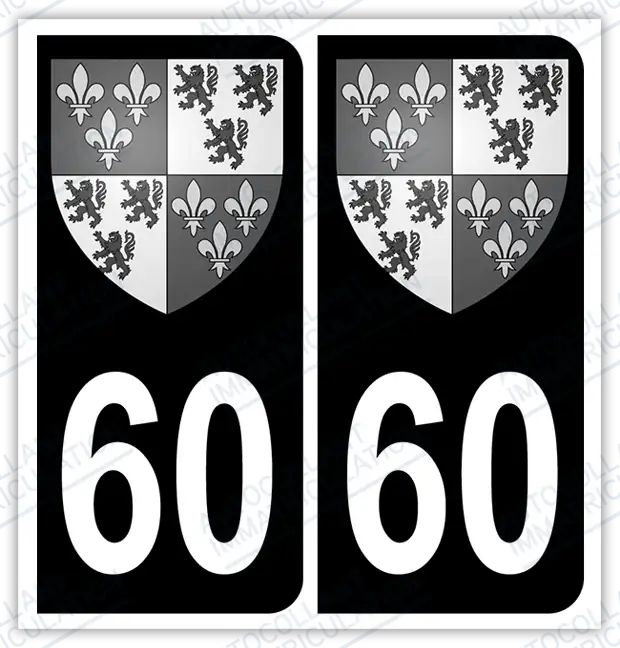 Auto - Autocollant immatriculation 60 – Blason Picardie