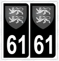 Auto - Autocollant immatriculation 61 – Blason Normand
