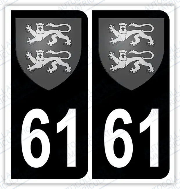 Auto - Autocollant immatriculation 61 – Blason Normand