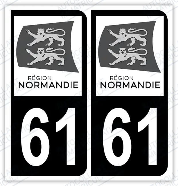 Auto - Autocollant immatriculation 61 – Normandie
