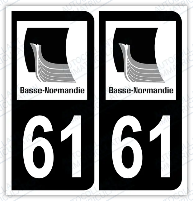 Auto - Autocollant immatriculation 61 – Basse-Normandie