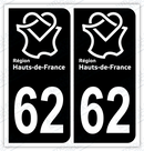Auto - Autocollant immatriculation 62 – Hauts-de-France
