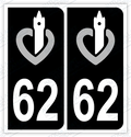 Auto - Autocollant immatriculation 62 - Pas de Calais