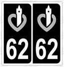 Auto - Autocollant immatriculation 62 – Hauts-de-France