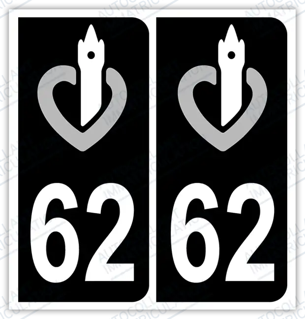 Auto - Autocollant immatriculation 62 – Hauts-de-France