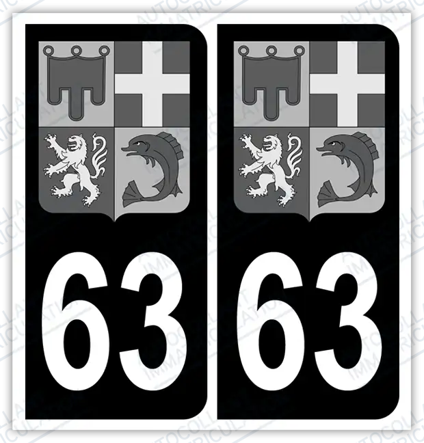 Auto - Autocollant immatriculation 63 – Blason Auvergne Rhône Alpes
