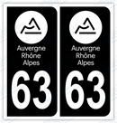 Auto - Autocollant immatriculation 63 – Blason Auvergne-Rhône-Alpes