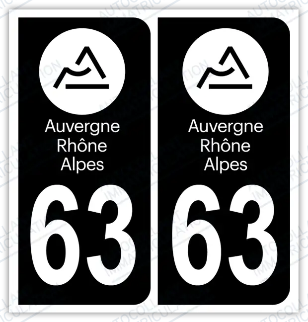 Auto - Autocollant immatriculation 63 – Blason Auvergne-Rhône-Alpes