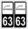 Auto - Autocollant immatriculation 63 – Auvergne