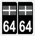Auto - Sticker immatriculation 64 - Drapeau basque