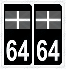 Auto - Sticker immatriculation 64 - Drapeau basque