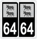 Auto - Autocollant immatriculation 64 – Blason Béarn