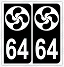 Auto - Autocollant immatriculation 64 – Croix Basque