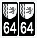 Auto - Autocollant immatriculation 64 – Blason Nouvelle-Aquitaine
