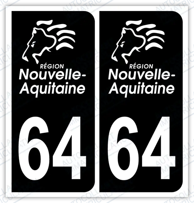 Auto - Sticker immatriculation 64 – Pyrénées Atlantiques