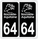 Auto - Sticker immatriculation 64 – Pyrénées Atlantiques