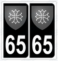 Auto - Autocollant immatriculation 65 – Blason Occitanie