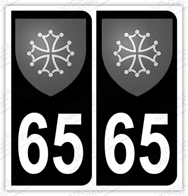 Auto - Autocollant immatriculation 65 – Blason Occitanie