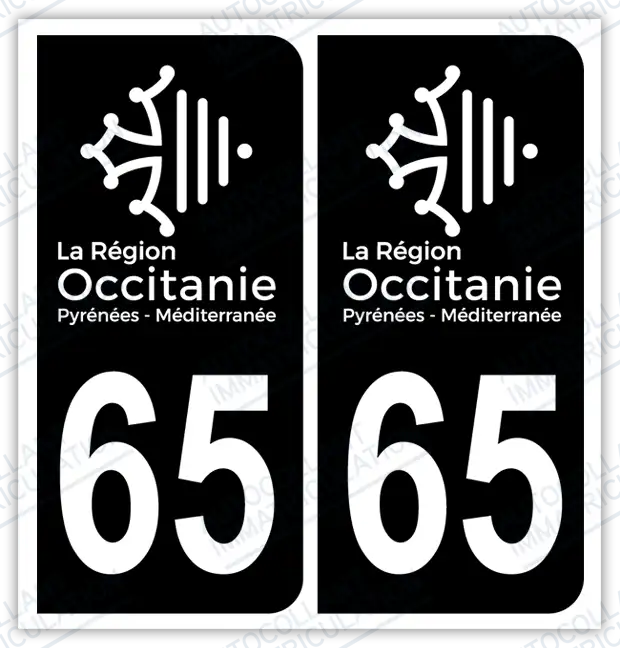 Auto - Autocollant immatriculation 65 – Occitanie