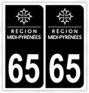 Auto - Autocollant immatriculation 65 – Midi-Pyrénées
