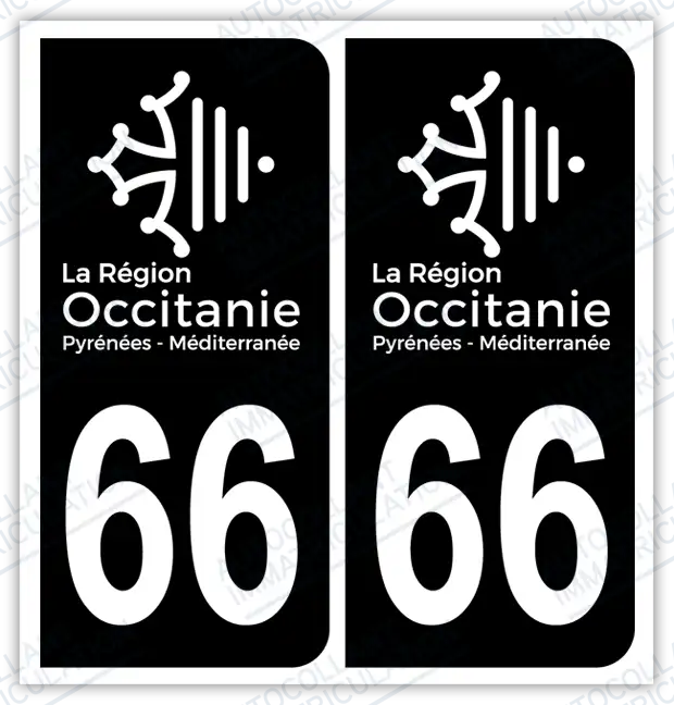 Auto - Autocollant immatriculation 66 – Occitanie
