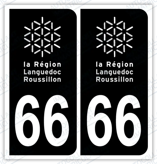Auto - Autocollant immatriculation 66 - Pyrénées Orientales