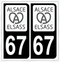 Auto - Autocollant immatriculation 67 – Alsace