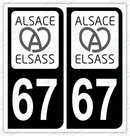 Auto - Autocollant immatriculation 67 – Alsace