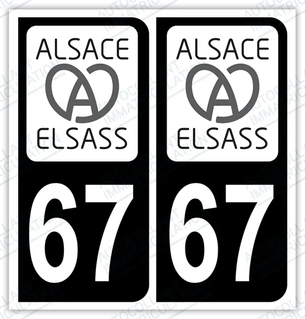 Auto - Autocollant immatriculation 67 – Alsace
