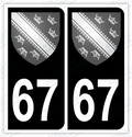 Auto - Autocollant immatriculation 67 – Blason Alsace