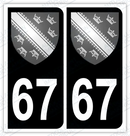 Auto - Autocollant immatriculation 67 – Blason Alsace