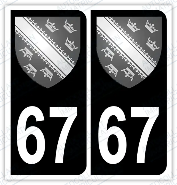 Auto - Autocollant immatriculation 67 – Blason Alsace