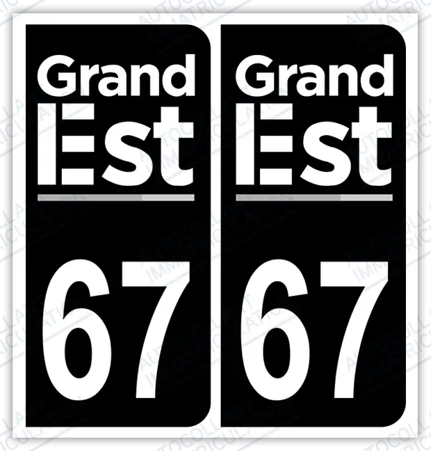 Auto - Autocollant immatriculation 67 – Grand Est