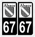 Auto - Autocollant immatriculation 67 - Bas Rhin