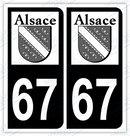Auto - Autocollant immatriculation 67 – Alsace