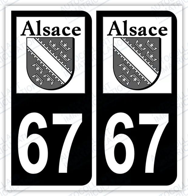 Auto - Autocollant immatriculation 67 – Alsace