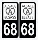 Auto - Autocollant immatriculation 68 – Alsace