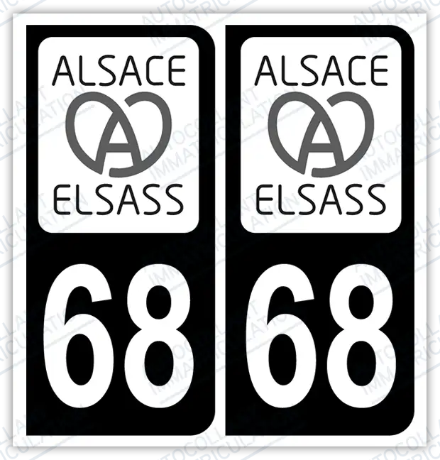 Auto - Autocollant immatriculation 68 – Alsace
